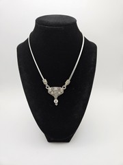 925 Vintage Handmade Necklace Marcasite And CZ Sterling Silver 18in