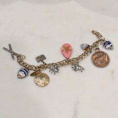 Vintage PNW Travel Charm Bracelet Space Needle Bell Trading Sterling Buffalo