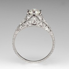 Art Deco Vintage Style Lab Created Diamond Weeding Ring In 14k White Gold Finish