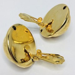 Vintage Hammered Gold Clip On Earrings Domed Round Button