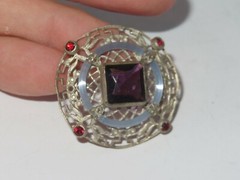 Vintage Slide Pendant Buckle Jewelry Spun Glass Rhinestone (95M)