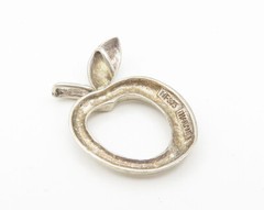 925 Sterling Silver Vintage Shiny Open Apple Motif Slide Pendant PT8777