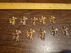 Lot Of 10 Cherub Harp Right France Vintage 60s Brass Stampings Findings Jewelry