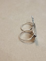 Vtg 925 Double Finger Leaf Ring CZ Accents Size 7 And Size 6 Sterling Silver