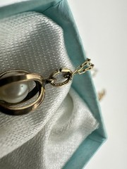 VTG 14k Gold Filled Pearl Cage Pendant 18in GF Chain Minimalist Estate Sale Read