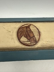 Vintage Wooden Box Blue & White with Hand Painted Horse filled with Jewelry