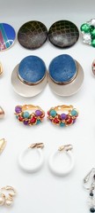 VTG Clip On Earring Lot 14 Pairs Laurel Burch Audrey Schenk Bergère Avon