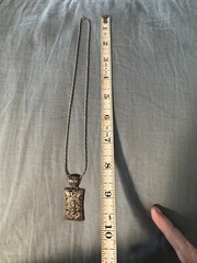 Art Nouveau Necklace 925 Sterling VTG 3/4 In Bale 17.5 In Drop 1.5 In Pendant