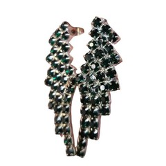 VTG Sterling Emerald Green Rhinestone Earrings Chandelier Waterfall Design 925