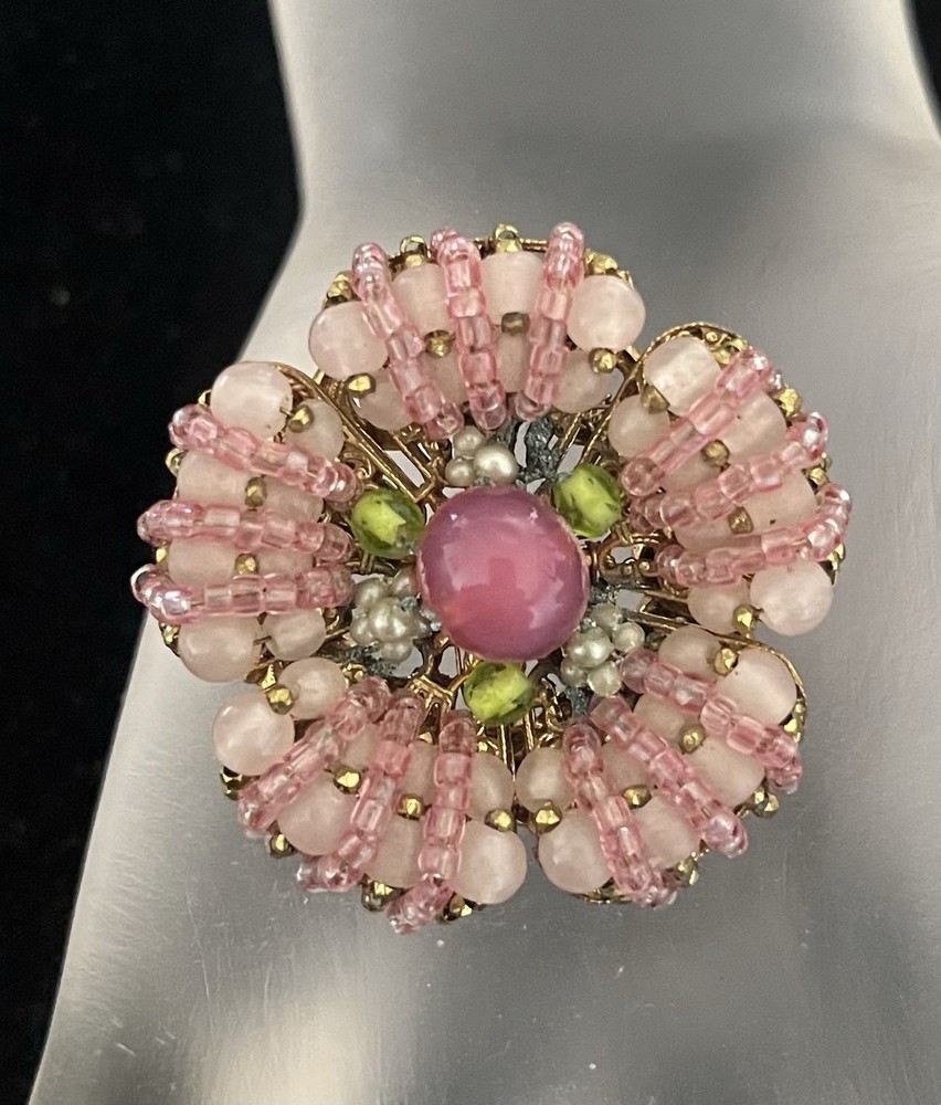 Mariam Haskell Style Hand Wired Pin In Shades Of Pink