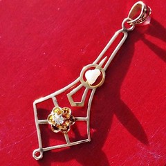 10k rose gold pendant 0.05ct diamond pearl charm 1890’s antique handmade 0.9gr