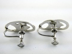 Vintage Gilt Front Sterling Silver Deco Style Leaf Screw Back Earrings 5g .75 In
