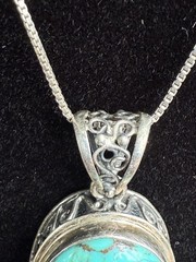 Vintage Sterling Silver 925 And Turquoise Necklace And Pendant Italy AGI