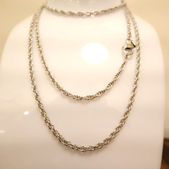 Bronzo Italia necklace rope chain 36-in Milor Italy silvertone lobster clasp