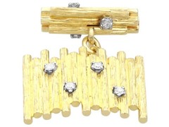 Vintage 0.24Ct Diamond and 18k Yellow Gold Cufflinks Circa 1970