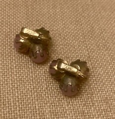Vintage VOGUE JLRY Pink Lucite Earrings Clip On Retro Signed