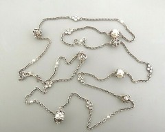 Vintage Premier Designs Faux Pearl Station Necklace .5 x 56 in