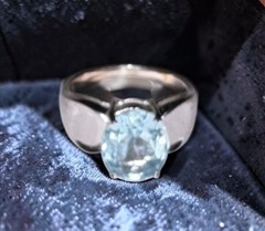 Enchanting London Blue Topaz Oval Solitaire Size 7 Vtg Estate Sterling Silver