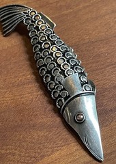 Beautiful Vintage Solid 925 Sterling Silver Fish Brooch / Pin