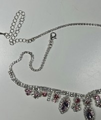 EISENBERG ICE Vintage Silver Tone Pink Rhinestone Crystal Choker Necklace