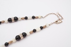Vintage Sterling Silver 925 Black Onyx Cubic Zirconia White Stone Necklace 17″