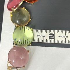 Gripoix Style Riviere Necklace Choker Pink Green Gumdrop Cabochon Gold Tone