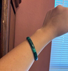 Vintage Copper and Green Malachite Inlay Bangle Bracelet 2.25″ Diameter