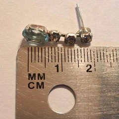 VTG Aquamarine Blue Topaz Cubic Zirconia 4-Tier Drop Dangle Pierced Earrings 2MM