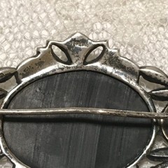 Vintage Sterling Silver Black Onyx Brooch Victorian Revival Romantic Germany