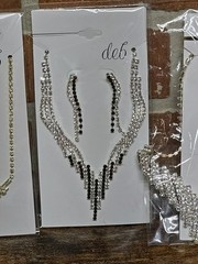 Avon(Deb) 2pc Lot Of 3 Goldtone Jewelry Necklace, Earrings Sets Faux Diamonds