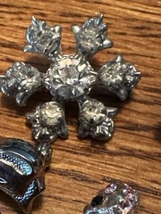 Vintage Lot 8 Silver Tone & Pot Metal Prong Set Rhinestones Scatter Pins Brooch