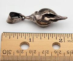 Vintage Taxco Mexico Sterling Silver Conch Shell Pendant 925 2″ TL-29 8g