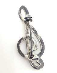 Vtg Signed MA Michael Anthony Sterling Silver Marcasite Treble Clef Brooch 925