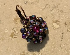 ✨💖🌟VINTAGE JOAN RIVERS ✨AURORA BOREALIS Crystal Cluster Copper Earrings