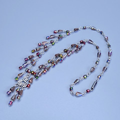 Necklace 18” Multicolor Glass Czech Old Beads Art Deco Style Women`s Jewelry