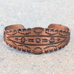 Vintage Southwest copper cuff, Bell Trading Post hand-stamped bracelet