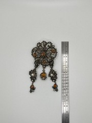 Antique Portuguese 19K Gold Silver Diamond Pearl Citrine Transform Parure Set