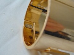 vintage 1970s Lanvin Paris signed gold wide clamp bracelet