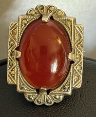 Vintage Art Deco Sterling Silver 925 Carnelian Ring Size 5.25 – 6.8g