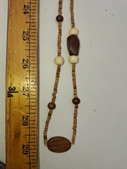 VTG Long Bead Boho Necklace Natural Wood Ethnic Tribal Costume Jewelry 58″