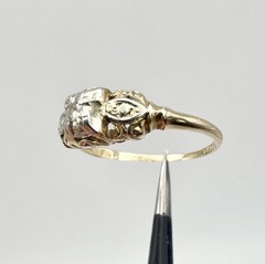 Antique Art Deco 14K Gold First Lady Two-Tone Old Cut Diamond Ring Sz 5.25