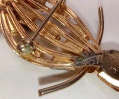Vintage Scitarelli Owl Pin Brooch Pendant Gold tone Rhinestone Signed Night Bird