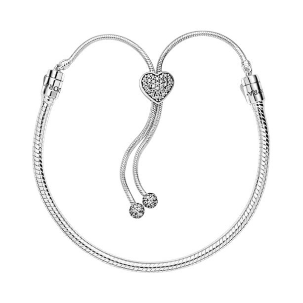 New Authentic Pandora Pave Heart Sliding Bracelet