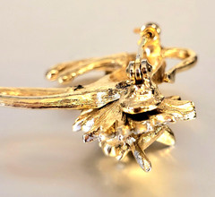 Vintage Fierce Green Eyed Lion Cat Brooch Pin Mane w/Rhinestones G.T. ~Unbranded