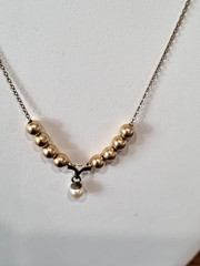 Vintage 1960s 12k Gold Fill Cultured Pearl Bead Ball Necklace USA made see video