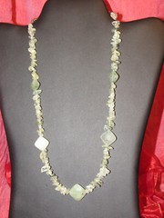 Natural Prehnite Gemstone beaded cabel strung Necklace 20″ L