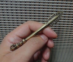 Vintage Style Solid Brass Sword Statue FengShui Pendant Bags Charms