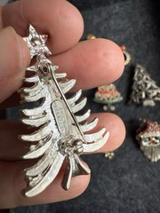 Vtg Christmas Brooch 1 Eisenberg Ice Earings 2 Trees 5 Unsigned