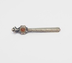 Vintage Latvia 875 silver Baltic amber Lacplesis sword brooch tie pin clasp