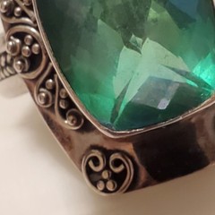 Vtg Sterling Silver & Caribbean Blue Green Quartz Ring Ornate Artisan Boho Sz 9